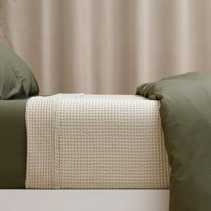 PHF 100% Cotton Waffle Blanket Lightweight Breathable, King Linen/Stone - color: Linen/Stone, size: King(104" x 90")