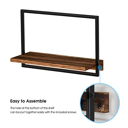 Metal Frame Rustic Wooden Floating Hanging Shelves, Home Decor Wall Mounted Display Organizing Shelf for Living Room, Bedroom, Office Bathroom. Set of 3