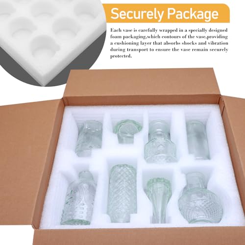 Clear Flower Vase Set, Glass Bud Vase in Bulk Set of 8 - color: Clear, size: 8 pcs