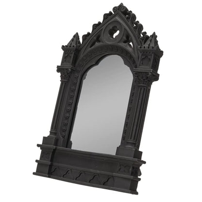 Pacific Giftware Gothic Cathedric Mirror, 10.83-inch Height, Resin, Black, Home Décor, Tabletop Décor, Halloween