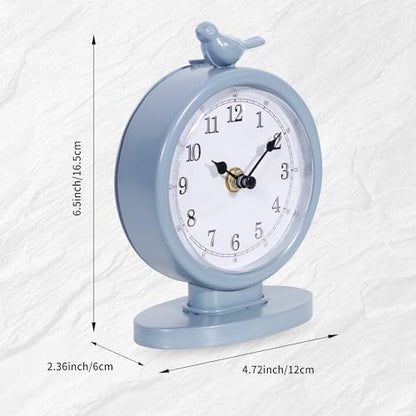 Classic Vintage Analog Mantel Desk Clock, Bright Blue