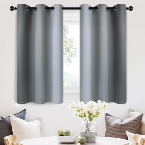 SimpleHome Ombre Grey to Grey White Curtains for Living Room 42Wx36L - color: Grey, size: 42"W x 36"L (Pack of 2)