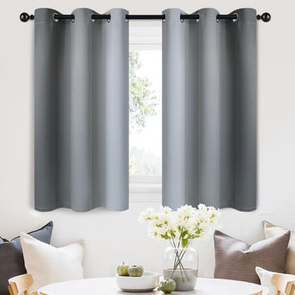 SimpleHome Ombre Grey to Grey White Curtains for Living Room 42Wx36L - color: Grey, size: 42"W x 36"L (Pack of 2)