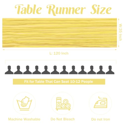 10FT Cheesecloth Table Runner Boho Party Home Decorations - color: Light Yellow, size: 35" x 120"-6 Pack