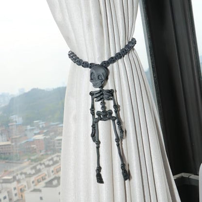 2Pcs Black Skeleton Magnetic Curtain Tieback