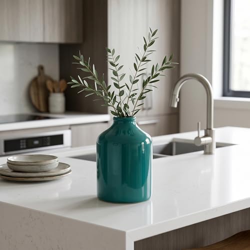 Sunddo Green Ceramic Vase, 8 Inch - color: Dark Green, size: 8 inch