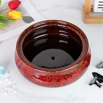 ARTKETTY Succulent Pots with Drainage, 8 Inch Large Plant Pots - color: Red