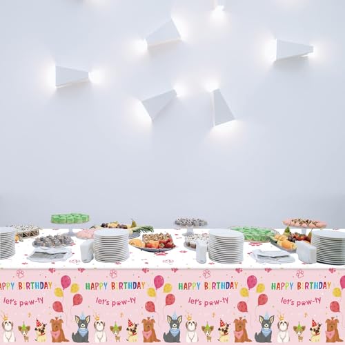 3 Pack Paw Patrol Birthday Decorations Pet Dog Tablecloths Puppy Table Covers Pink Dog Party Supplies Paw Print Table Decor for Girls Kids Lets Pawty Birthday Baby Shower Party Favor 54 x 108 Inch - style: Dog Birthday