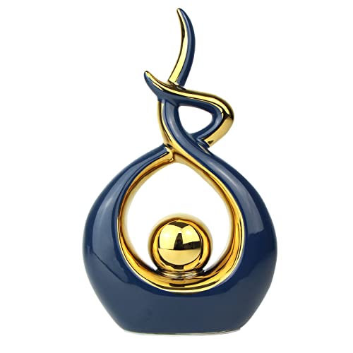 Norrclp Home Decor Modern Abstract Art Ceramic Statue Table Decor (Small) - color: Blue and Gold, size: Small