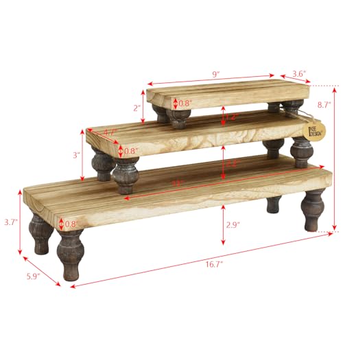 Ikee Design 3 Pcs Wooden Display Riser Stand, jewelry eyewear display stand - color: Oak, 3 pcs
