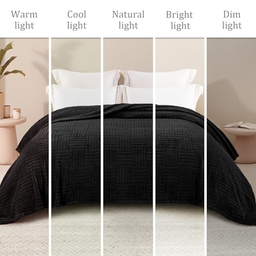 Whale Flotilla Lightweight Fleece King Size Blanket for Bed, Black - color: Black, size: King(90x104 Inch)