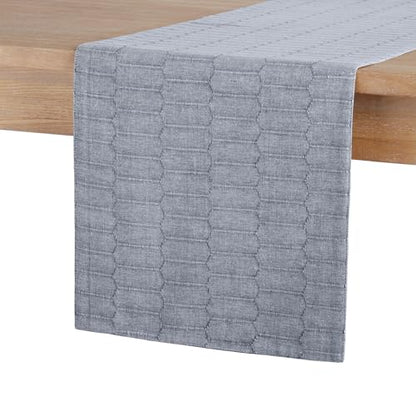 Martha Stewart Honeycomb Modern Farmhouse Reversible Table Runner, Blue, 15"x72" - color: Blue