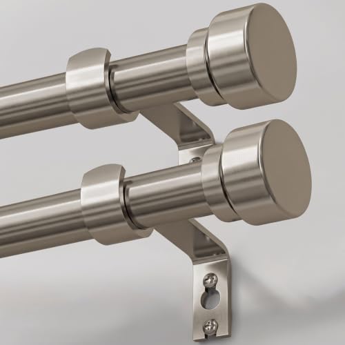Lootkell 2 Pack Brushed Nickel Curtain Rods for Windows 28-48 Adjustable - color: Brushed Nickel, size: 16"-60"|2 Pack