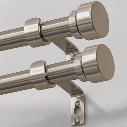 Lootkell 2 Pack Brushed Nickel Curtain Rods for Windows 28-48 Adjustable - color: Brushed Nickel, size: 16"-60"|2 Pack