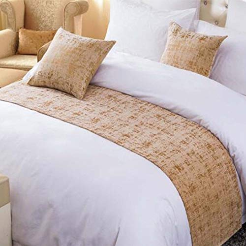 OSVINO Solid Color Chenille Soft No Fading Modern Bed Runner Bedding Scarf Protection (240X50cm for 180cm Bed, Gold) - color: Gold, size: King