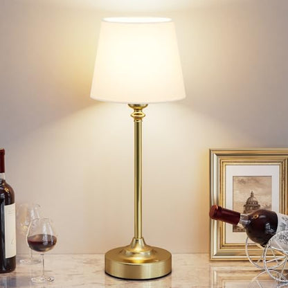 Kakanuo Gold Cordless Table Lamp with Rechargeable Battery, 1 Pack - color: White - Gold