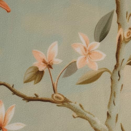 Vintage Chinoiserie Velvet Pillow Cover 18x18, Bird Floral, 1 Pack