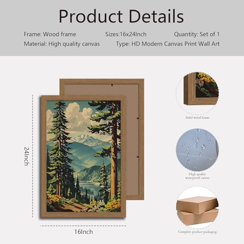National Park Wall Art Framed, Mountain Forest Landscape Print - color: NationalParkTree, size: 16"L x 24"W