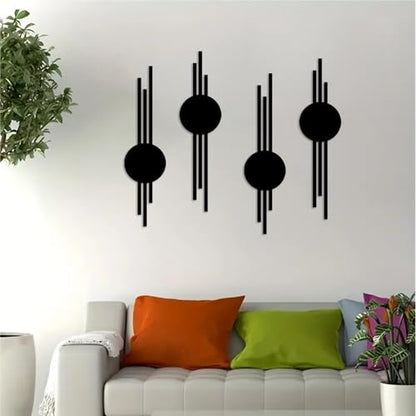 DUOOLN 2 Pcs Abstract Metal Wall Decor, Geometrical Single Line Art-Black - color: Black - Round Geometry
