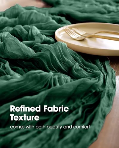 Pureegg 2 Pack Cheesecloth Table Runner 120 Inch Emerald Green - color: Emerald Green, size: 120" - 2 Packs