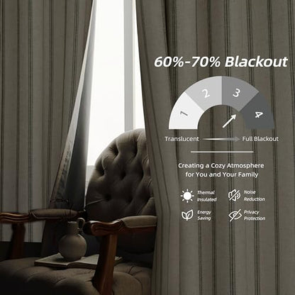 DriftAway Farmhouse Stripe Blackout Curtains, Grommet, W52xL84, Loden Green - color: G Loden Green Stripe, size: 52"W x 84"L (Pack of 2)