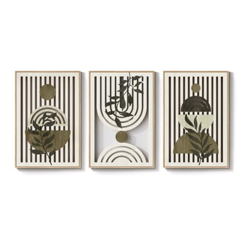 Large Framed Boho Cutout Carved Wood Wall Art for Living Room, 24x36 Inch - color: Olive Green