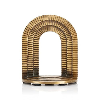 CRAFTSMAN ROAD Cast Iron Brick Arch Bookends Set, Antique Brass Book Ends, 2 Decorative Book Holders for Shelves or Bookcase, Stylish Brass, Non-Skid Anti-Slip Heavy Duty, Home Décor Gift