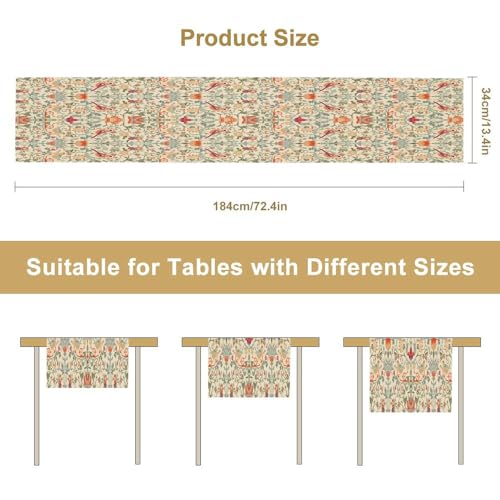 William Morris Floral Table Runner, Vintage Flowers Boho Botanical Flowers Birds Printed Linen Table Runner for Home Kitchen Dining Table Decoration,13x36 Inch - color: Style, size: 13"W x 36"L (Pack of 1)