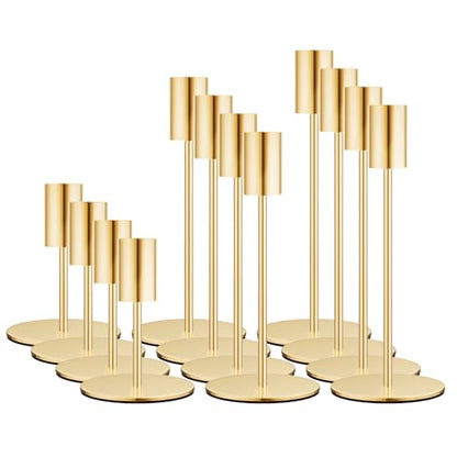 zeochyni Set of 12 French Gold Taper Candle Holder Bulks for Wedding, Party - color: French Gold, size: Set of 12