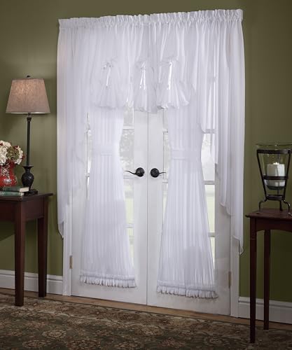 Today's Curtain, Emelia Door Panel Sheer 40", White, 41" W x 40" L, with Tieback - color: White, size: 41"W x 40"L (Pack of 1)