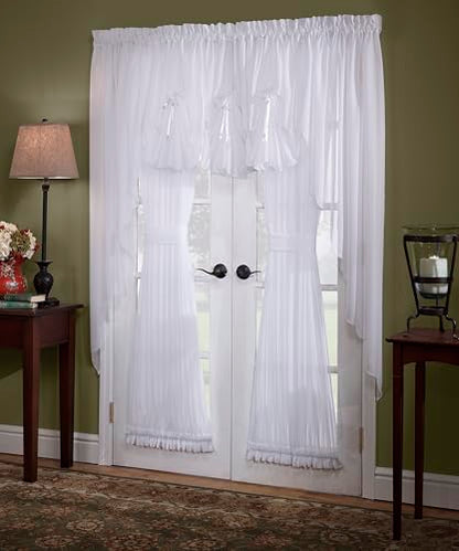 Today's Curtain, Emelia Door Panel Sheer 40", White, 41" W x 40" L, with Tieback - color: White, size: 41"W x 40"L (Pack of 1)