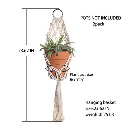 Artilady Macrame Plant Hanger, Boho Hanging Planter for Indoor Plants - color: White E