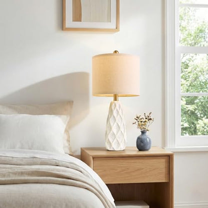 Small Table Lamps Set of 2 for Living Room, 20.25" White Bedside Boho Lamps - color: White, size: Small - 20.75''