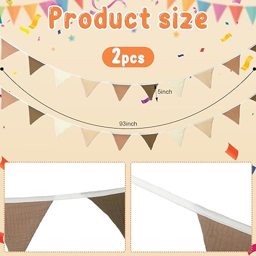 Oudain 2 Pcs Pennant Banner Flags Nursery Garland Triangle, Khaki Color - color: Khaki Colors