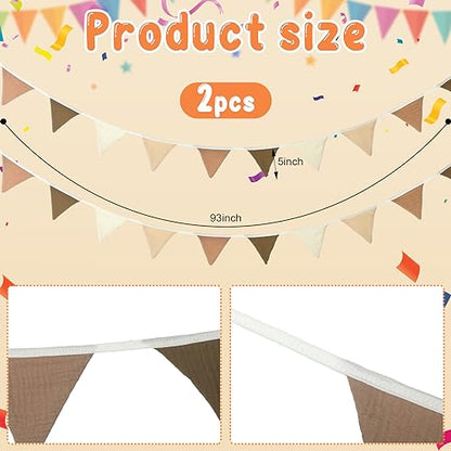 Oudain 2 Pcs Pennant Banner Flags Nursery Garland Triangle, Khaki Color - color: Khaki Colors