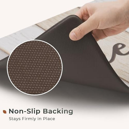 FRESHMINT Anti Fatigue Kitchen Mats for Floor 2 Piece Set Waterproof & Non-Skid Traditional Farmhouse Kitchen Rugs Standing Cushion Comfort Kitchen Runner,17x30+17x47 - color: Happiness Homemade