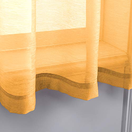 DONREN Gold Yellow Textured Sheer Luxury Look Curtains Privacy Protected Natural Light Through Drapes for Bedroom 52 W x 63 L Inch 2 Panels - color: Gold Yellow, size: 52"W x 63"L (Pack of 2)