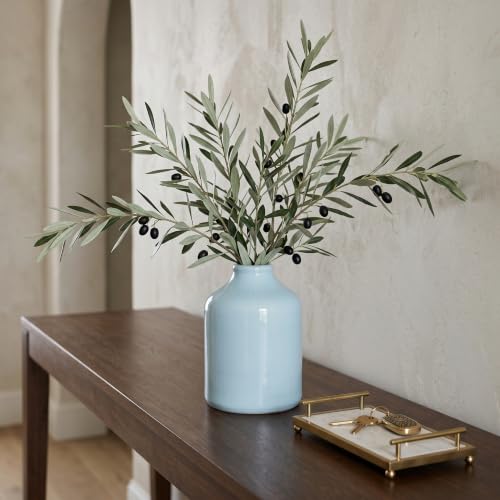 Sunddo Blue Ceramic Vase, 7 Inch，Modern - color: Light Blue, size: 7 inch