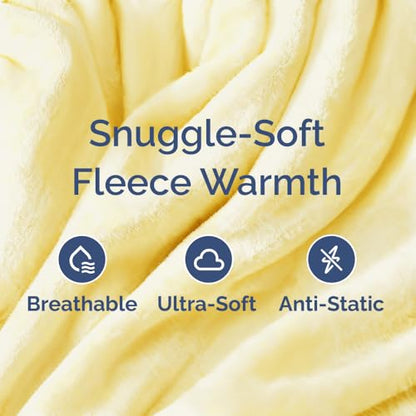 Fleece Blanket Kids Size - Ultra-Soft Warm Flannel Fleece Blanket - Yellow - color: 03 - Yellow, size: Kids (43" x 55")