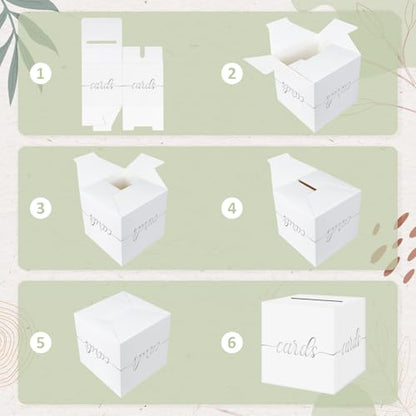 Elegant Wedding Card Box, Silver Foil Gift Card Box Holder for Party, White - color: White and Silver Foil