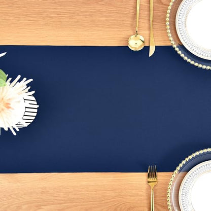 Farmhouse Navy Blue Table Runner Dining Table Runners 90 Inches Long Coffee Table Runner for Dresser Living Room Bedroom Holiday Party Banquet 12X90 Inch - size: 12X90 Inch