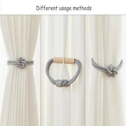 Magnetic Curtain Tiebacks Holdbacks Rope Curtain Tie Backs Outdoor Contoeey - color: Silver