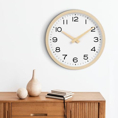 AKCISOT 8 Inch Wall Clock, Silent Battery Operated Analog Clock, Natural - color: D_natural, size: 8 Inch