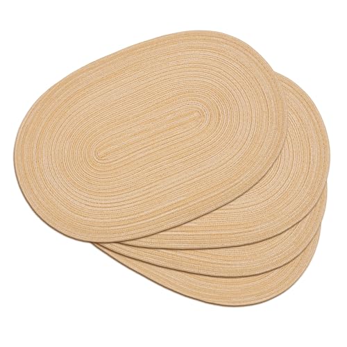 Placemats Set of 4, Woven Oval Braided Dining Table Mats(Beige Brown) - color: Beige Brown, size: 4 pcs
