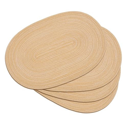 Placemats Set of 4, Woven Oval Braided Dining Table Mats(Beige Brown) - color: Beige Brown, size: 4 pcs