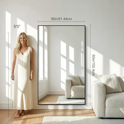 60"x36" Bathroom Mirror for Over Sink, Large Black Rectangle Mirrors for Wall, Black Framed Rectangular Mirror for Living Room Bedroom Bathroom, Hangs Horizontally or Vertically - color: Frame, size: 60"L x 36"W