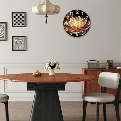 XFM Lotus Flower Wall Clock Battery Operated 14 inch Silent - color: Lotus Flower, size: 14 Inch