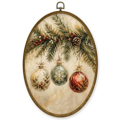 JMENGSSFL Hanging Christmas Ornaments Pine Branch Oval Wall Art 8.6x11.4 - color: Christmas-15