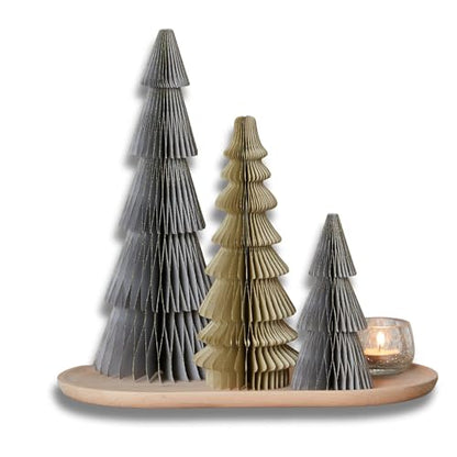 Set of 3 Neutral Honeycomb Paper Tree Décor (Medium Set 3 Neutral) - color: Medium Set 3 Neutral