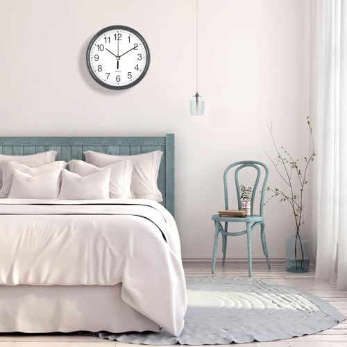 Silent Wall Clock Non Ticking, 6 Inch Wall Clocks Battery Operated, Small Analog Clock for Bedroom Home Office Kitchen Bathroom School, Easy to Read(Gray) - color: Gray